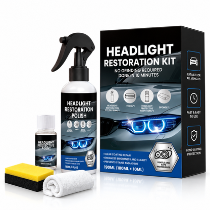 🔥 Headlight Restoration Kit – Restore Cloudy & Yellow Headlights with UV Protection ✨